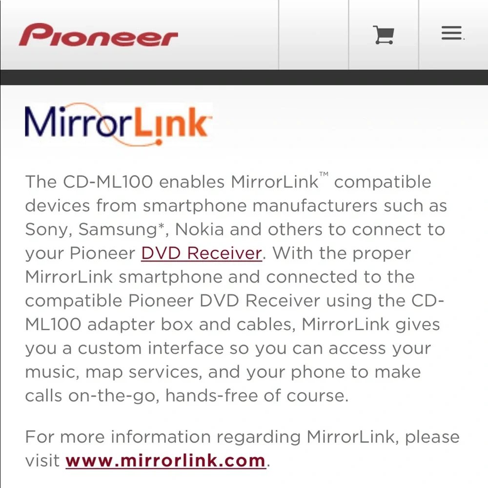 Pioneer CD-ML100 Smartphone link adaptor; Brand new!❤️